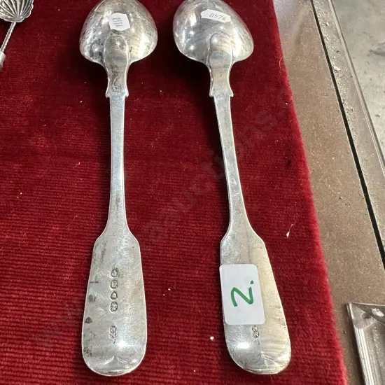 Pr Victorian Sterling Silver serving spoons 150g
