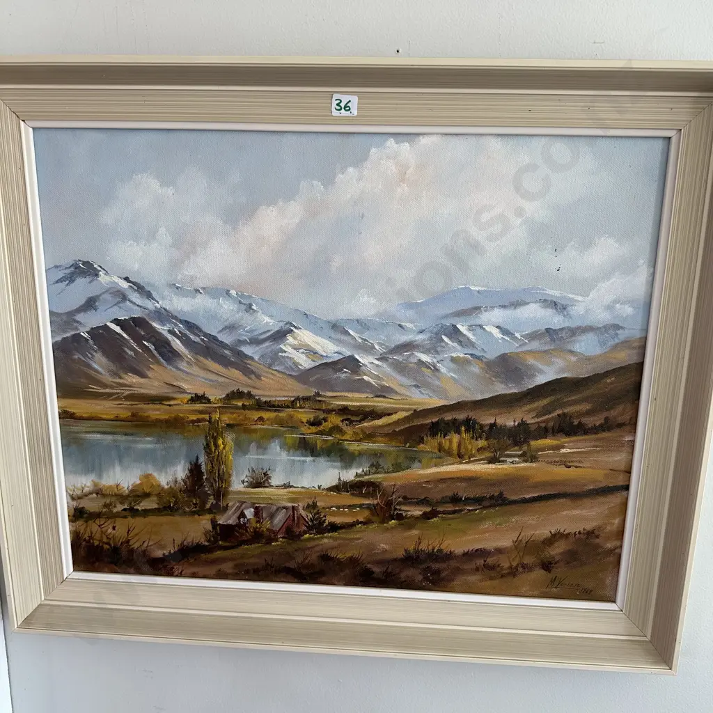 Charles McKenzie oil painting "Lake Hayes" 1969 620 x 490 Image 1++