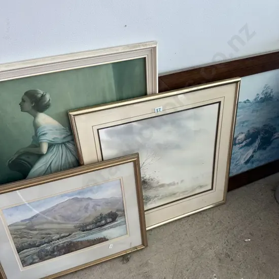 2 water colours and 2 prints