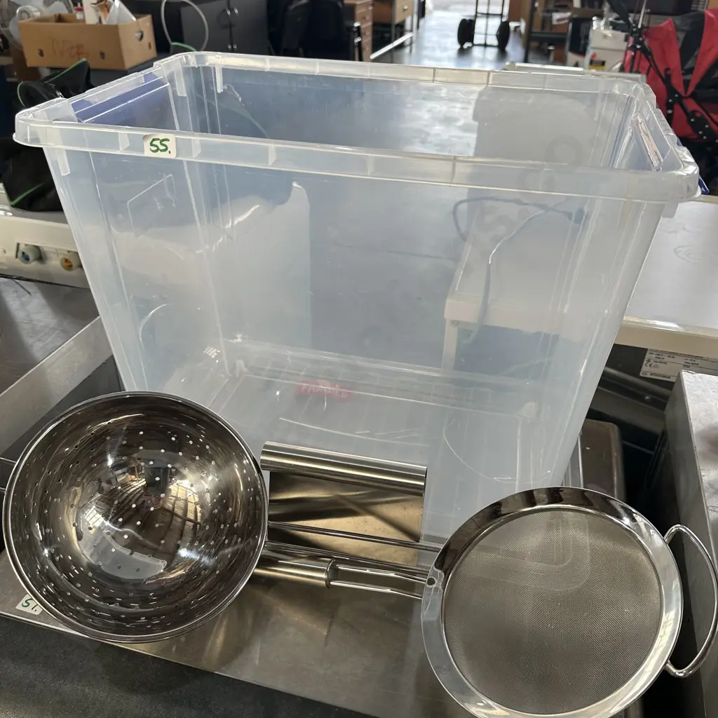 lidded bin and sieve etc Image 1++