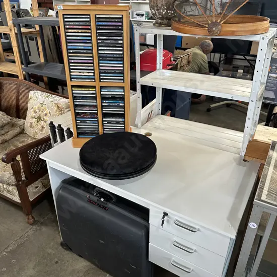 CDs & stand, desk, rotation plus suitcase