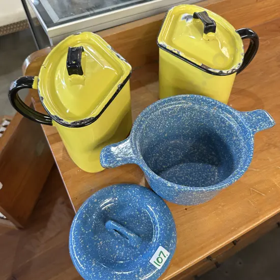 3 enameled items