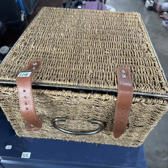 picnic basket and pottery