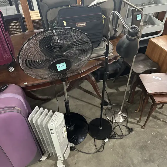 fan, heater and 2 lamps