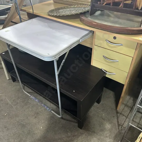 desk, folding table, lamp and coffee table