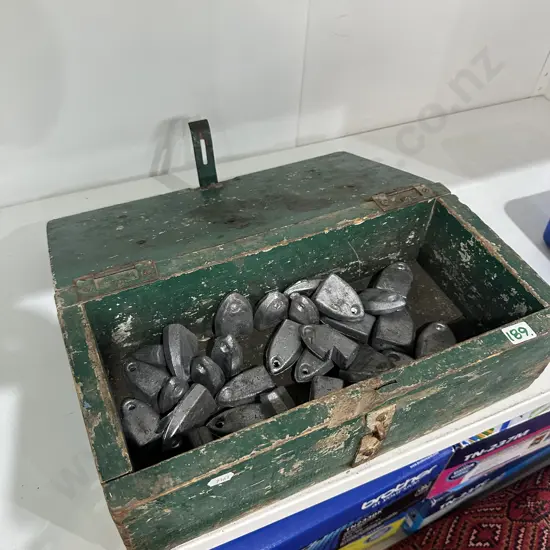 wooden box of sinkers