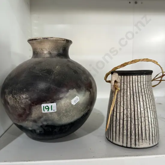 2 pottery vases