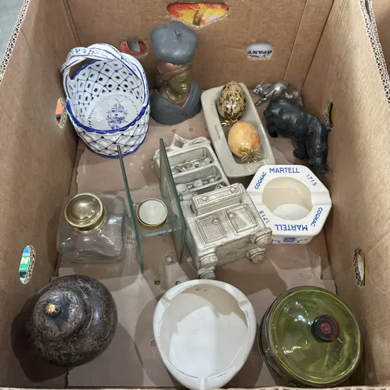 Box of assorted items.