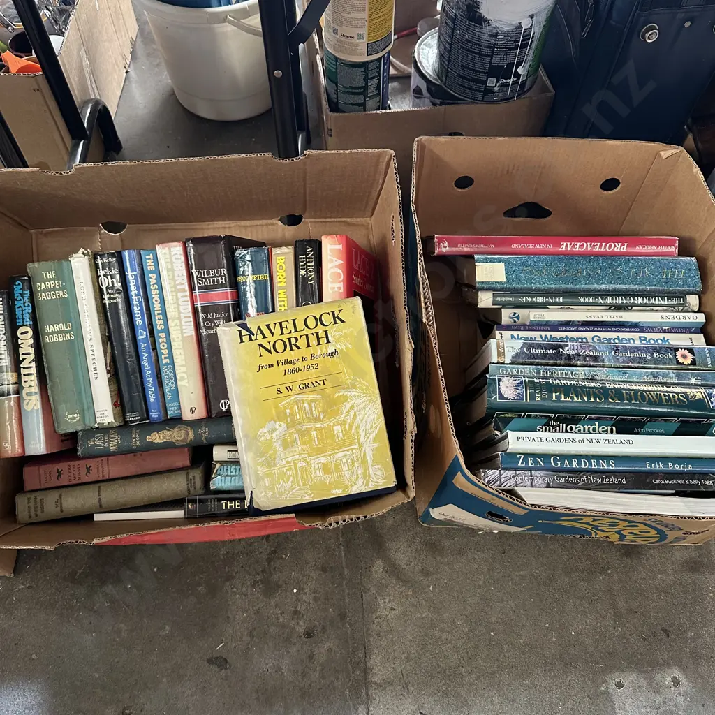 Four boxes of books including gardening, Havelock North and Van Gogh etc. Image 1++