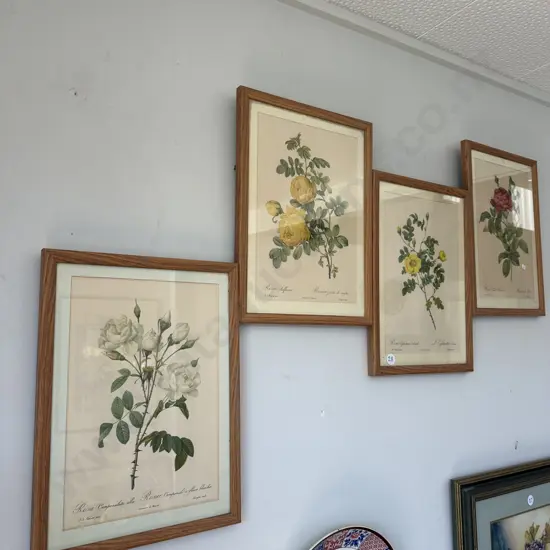 set 4 vintage framed roses