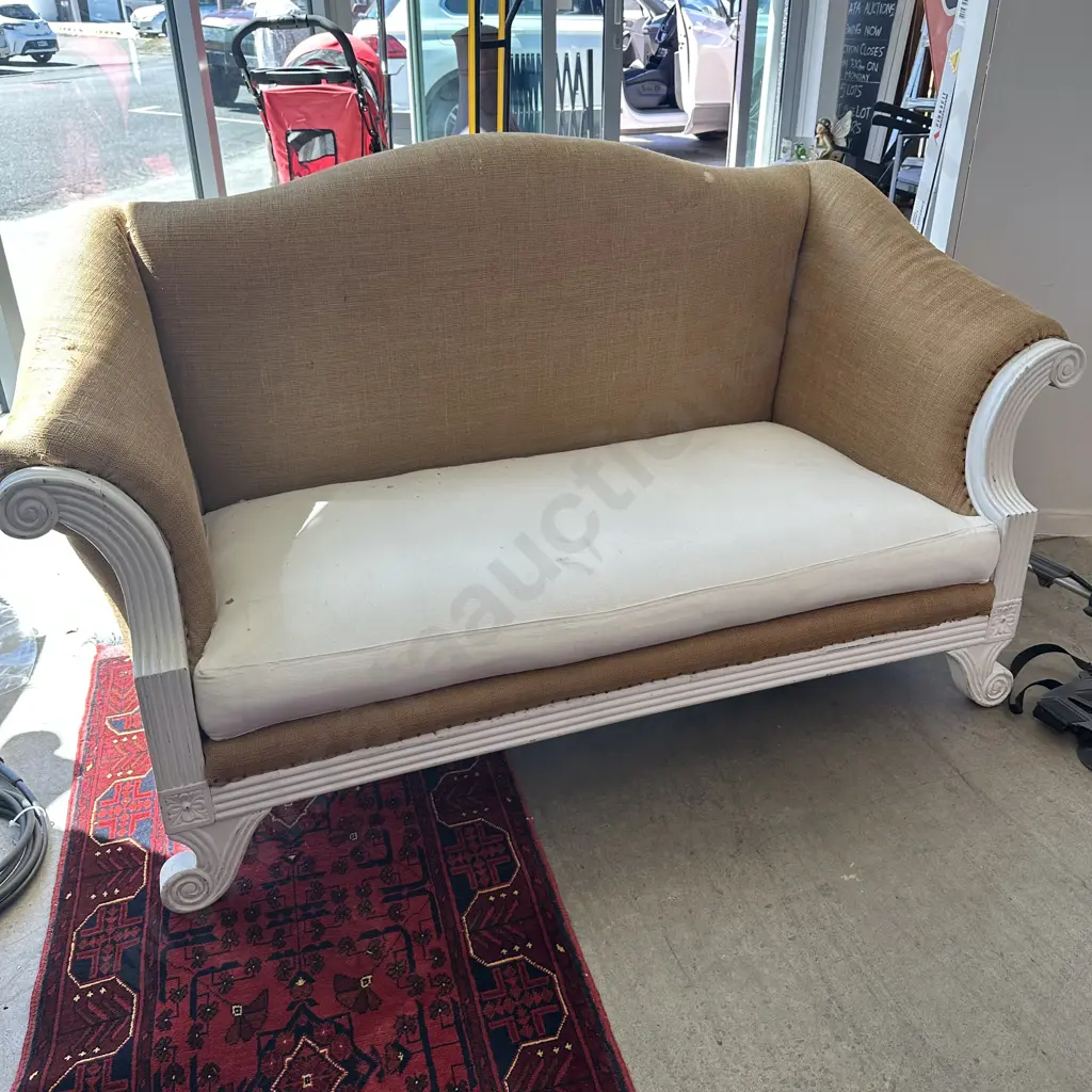 Gorgeous French/vintage style sofa with high arms. Purchased from Bluemoon, 1.6m length Image 1++