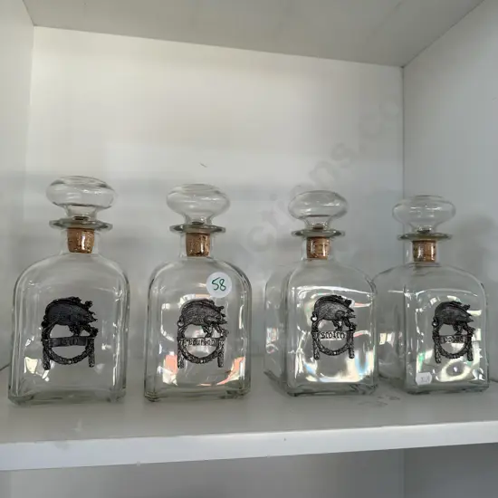 set of 4 Italian glass decanters