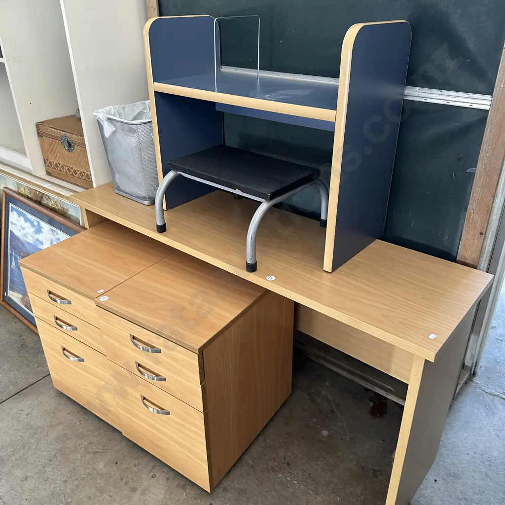 office console, foot stool, shelf and basket Image 1++