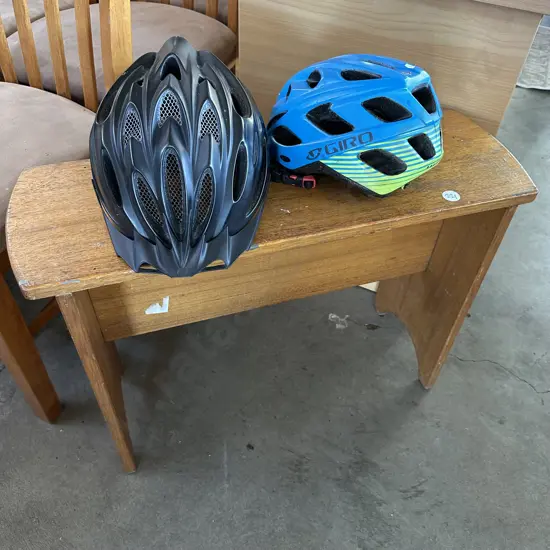 bench seat and 2 helmets