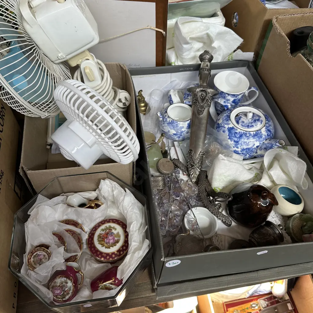 dagger, Limoges, fan, blue and white china, brass bell etc Image 1++