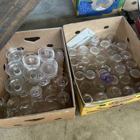 2 boxes glassware