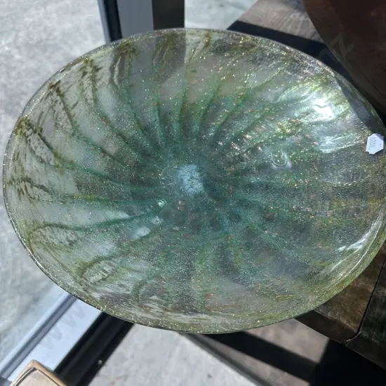 large footed art glass bowl 30cm (possibly Murano)