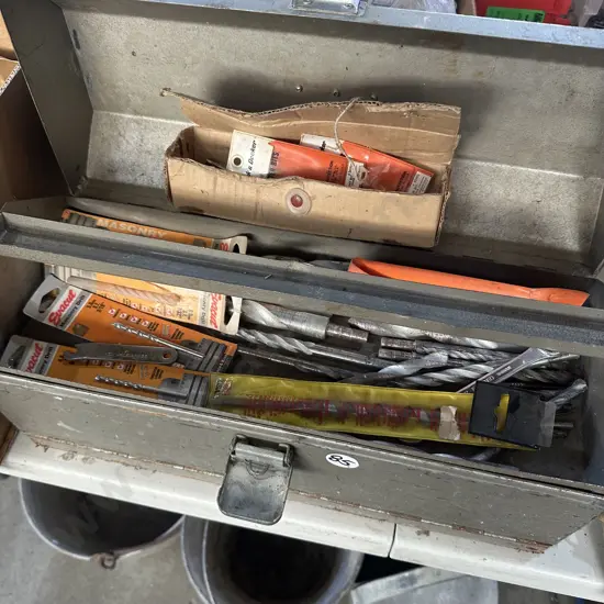 tool box and drill bits