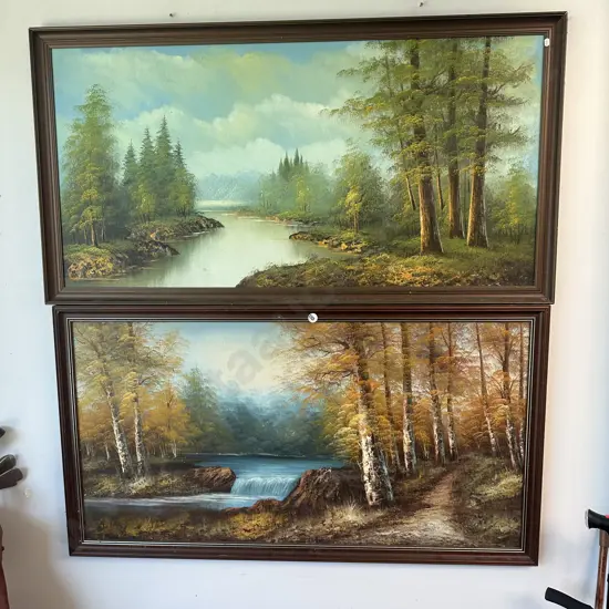 2 large paintings, signed