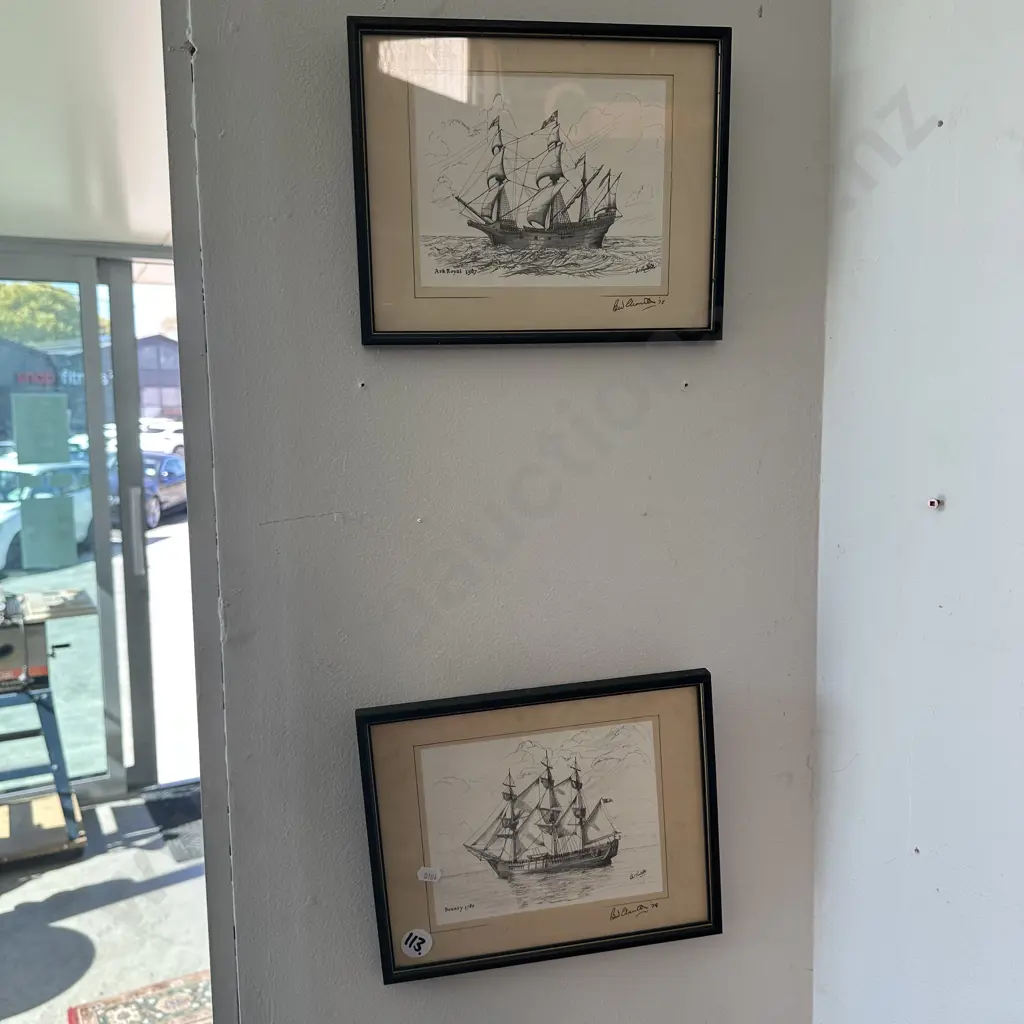 Pr of Signed "famous ships" by Bernard Chantler" Image 1++