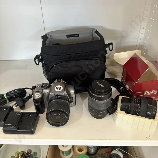 Canon EOS plus extra lens etc