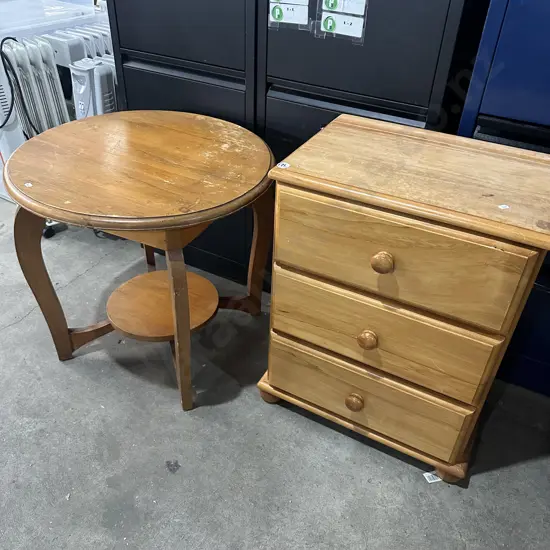 solid bedside and round table