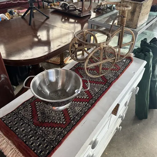 small persian mat, planter and colinder