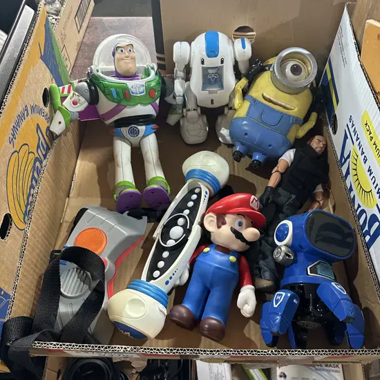 Box of collectable toys.