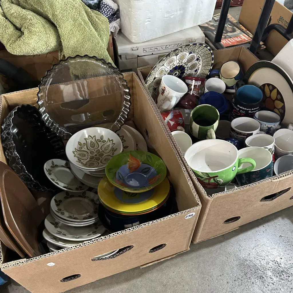 Two boxes Meakin dinnerware, Temuka plates ,cups etc. Image 1++