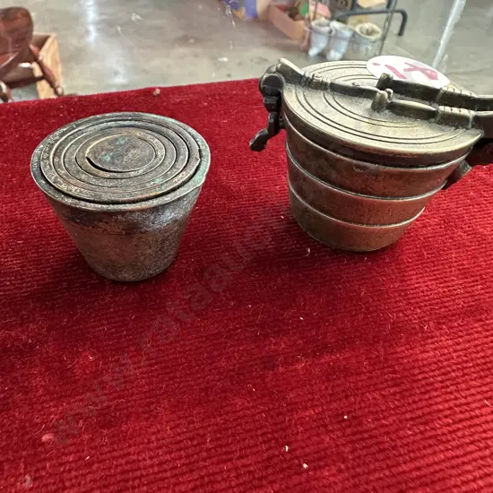 apothecary antique brass nesting cup weights (damage to 1 cup)