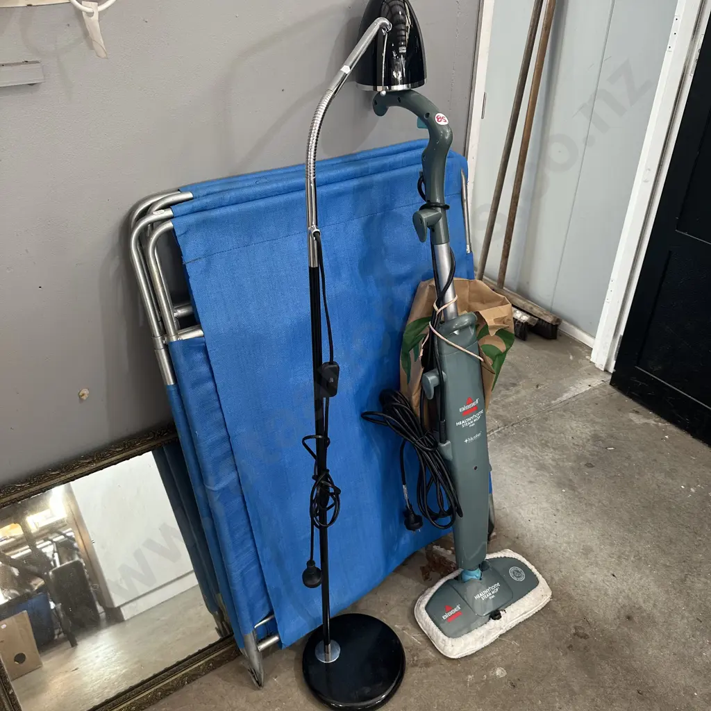 Bissell mop, Pr camping stretchers and lamp Image 1++