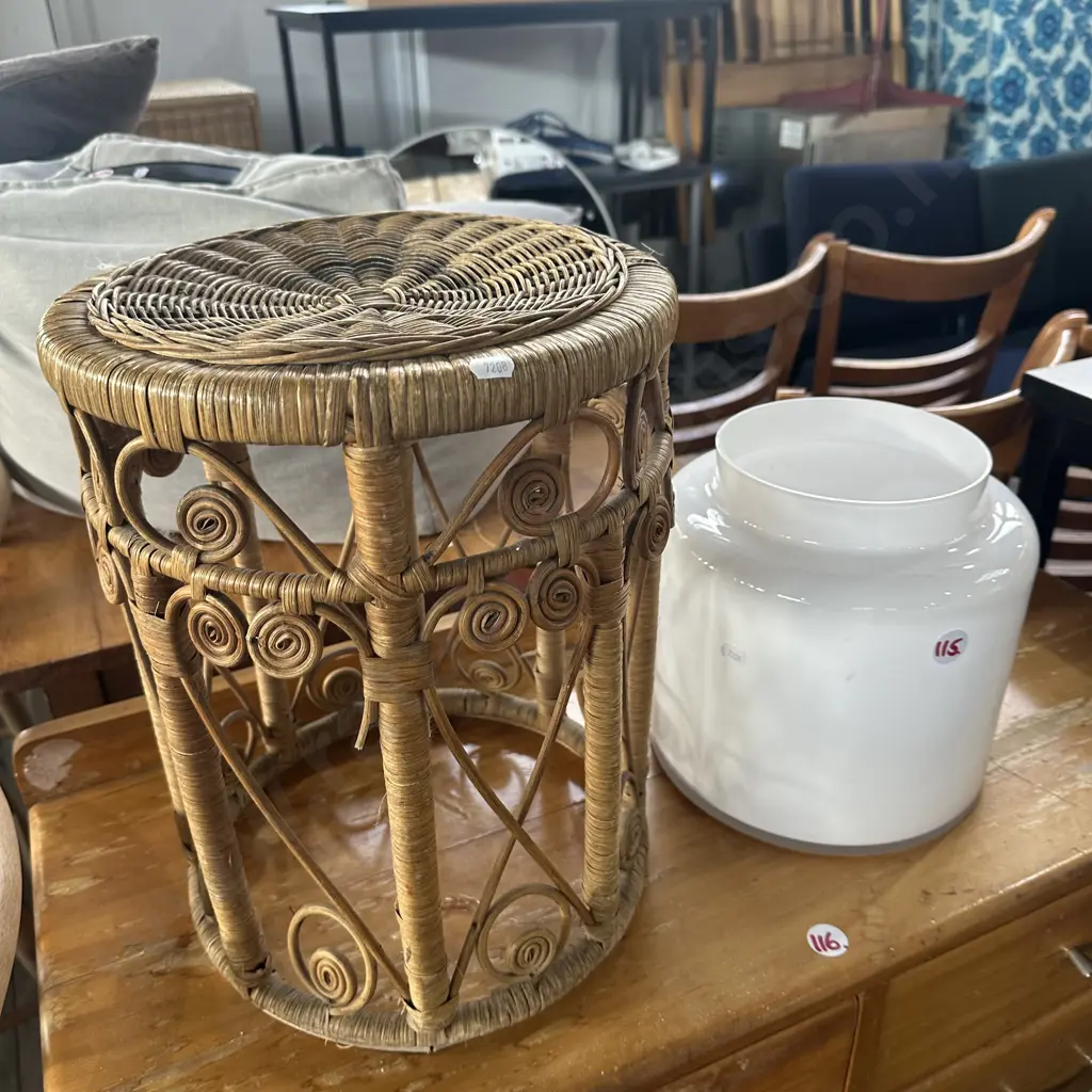 glass vase and cane stool Image 1++
