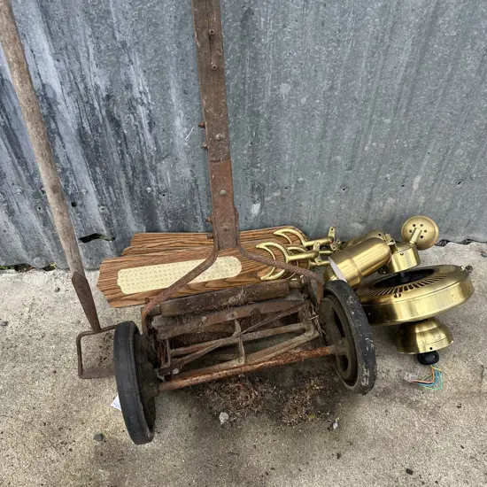 push mower, fan and hoe