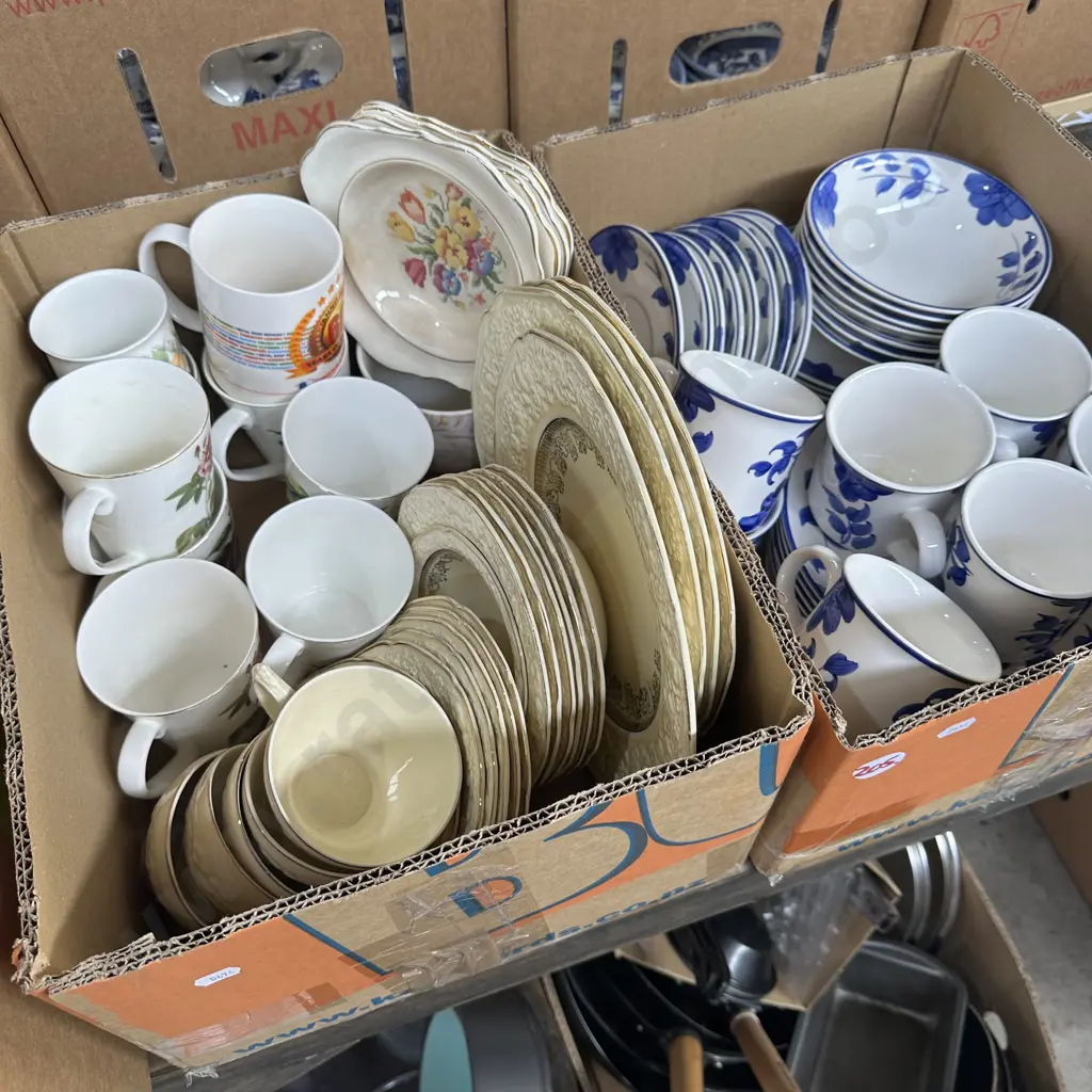 Two boxes Dinner sets plus Sandland ware bowls etc. Image 1++