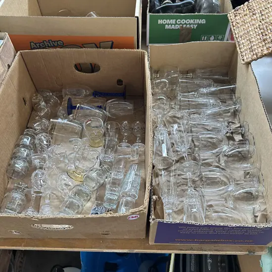Two boxes of glassware.