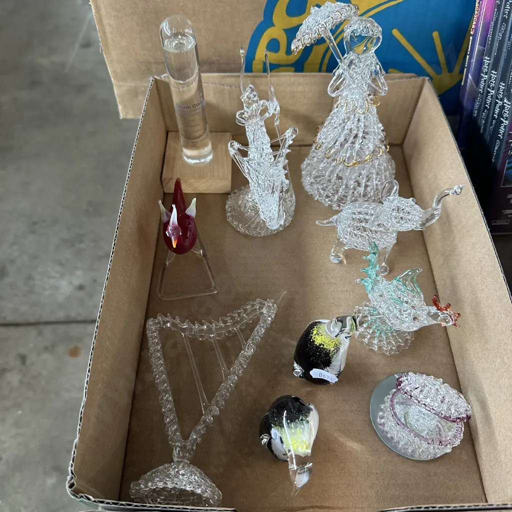 Crystal ornaments, Hokitika art glass and storm glass. Image 1++