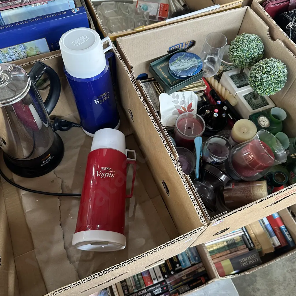 Two boxes Cafe jug, candles and picture frames etc. Image 1++