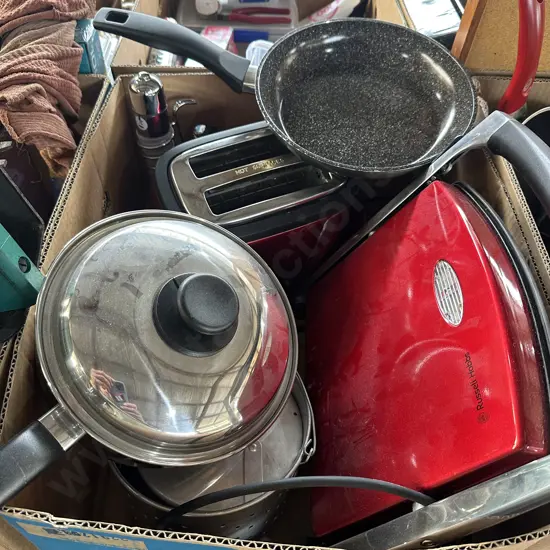 Lidded multi-fit steamer, as new frying pan and good appliances etc.