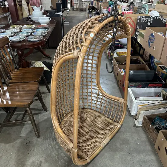 vintage cane hanging chair