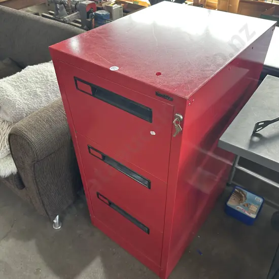 lockable 3 drawer Red file cabinet