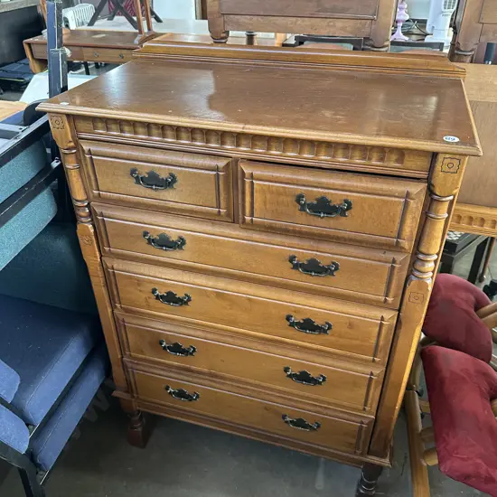 solid wooden tall boy