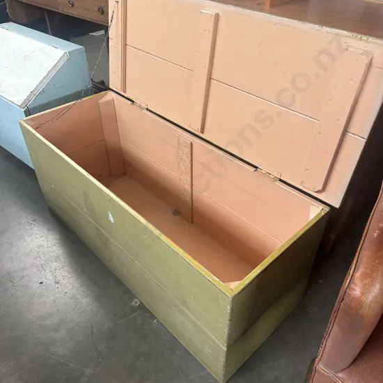 early painted wood trunk