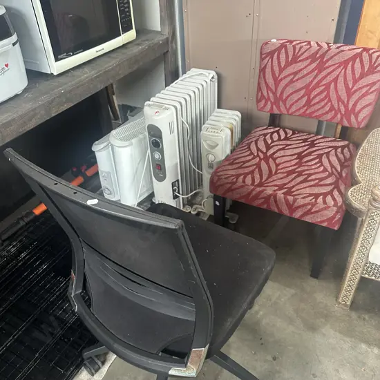 2 chairs plus heaters