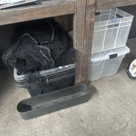 bins, cube, flower trough and netting