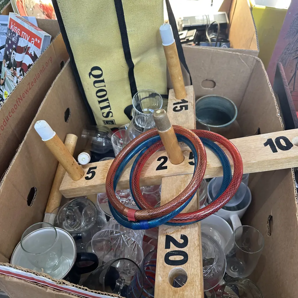 Box lot of glassware and game etc. Image 1++