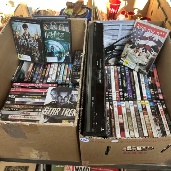 Two boxes DVD recorder plus DVD movies and KISS music video etc.