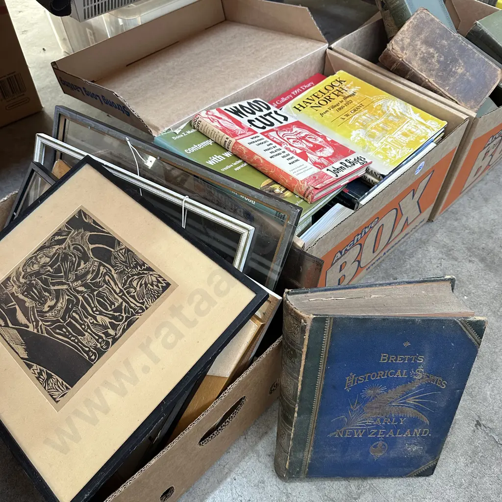 Three boxes books, pictures and frames. Image 1++