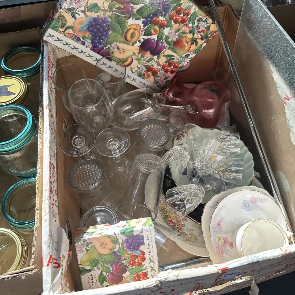 Box of english china and glassware etc. Image 1++