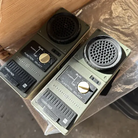 Pair of vintage GE 9 Volt battery walkie talkies.