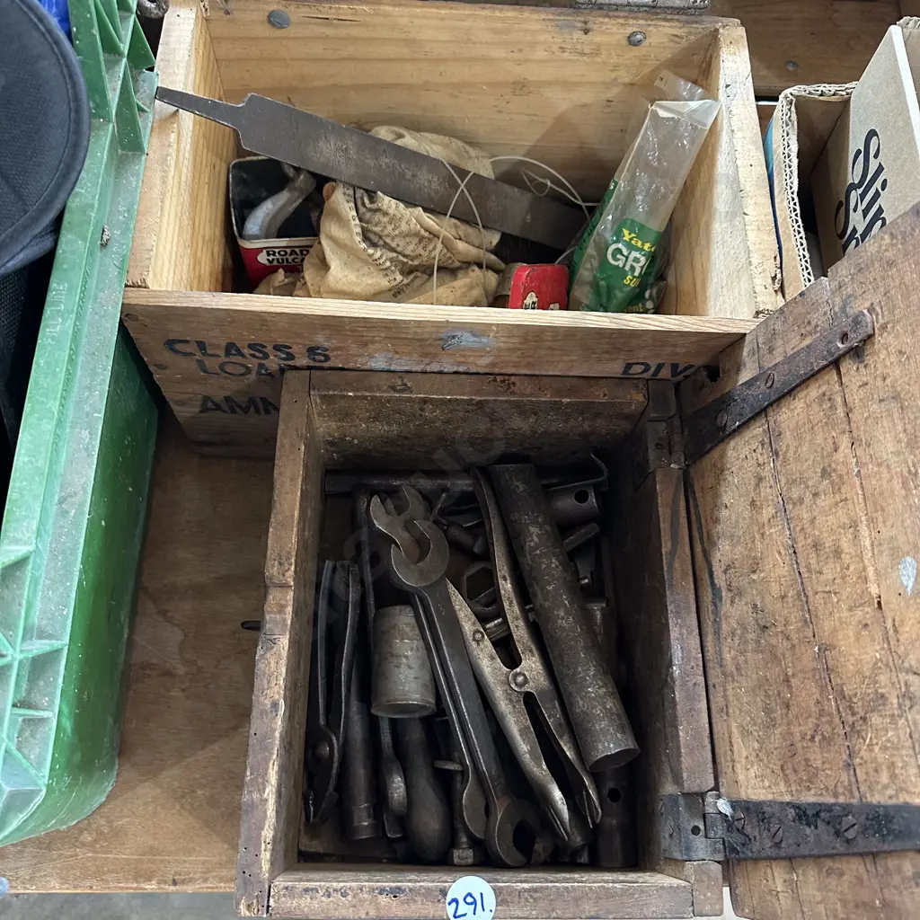 Two Wooden boxes of old tools. Image 1++